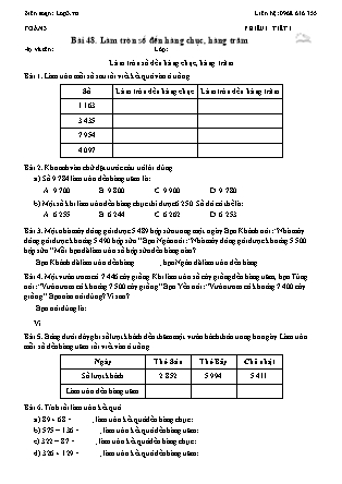 Phiếu Bài tập hằng ngày Toán Lớp 3 - Bài 48. Làm tròn số đến hàng chục, hàng trăm - Kết nối tri thức (Năm học 2026-2027)