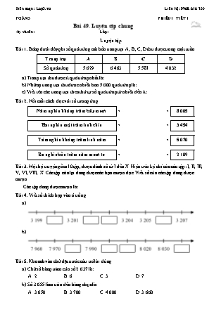 Phiếu Bài tập hằng ngày Toán Lớp 3 - Bài 49. Luyện tập chung - Kết nối tri thức (Năm học 2026-2027)